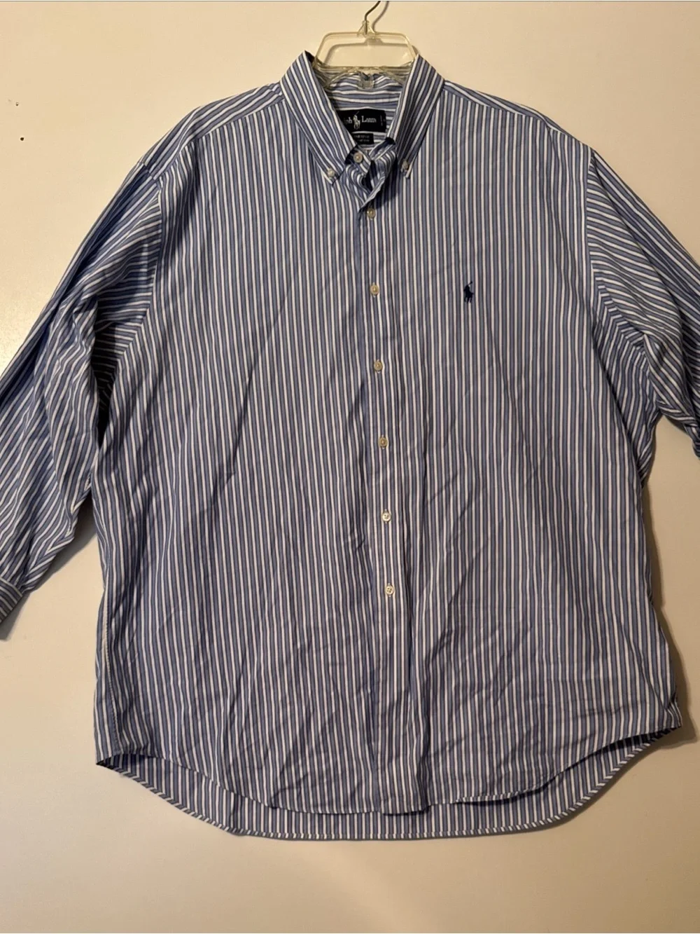 Polo Ralph Lawrence Classic Button-Down Striped Dress Shirt - Blue/White